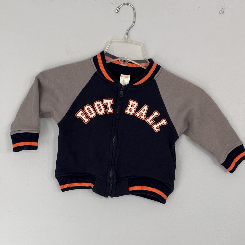 Gymboree Baby Toddler Football Zip Sweatshirt Jacket Orange Blue 12-24 Months